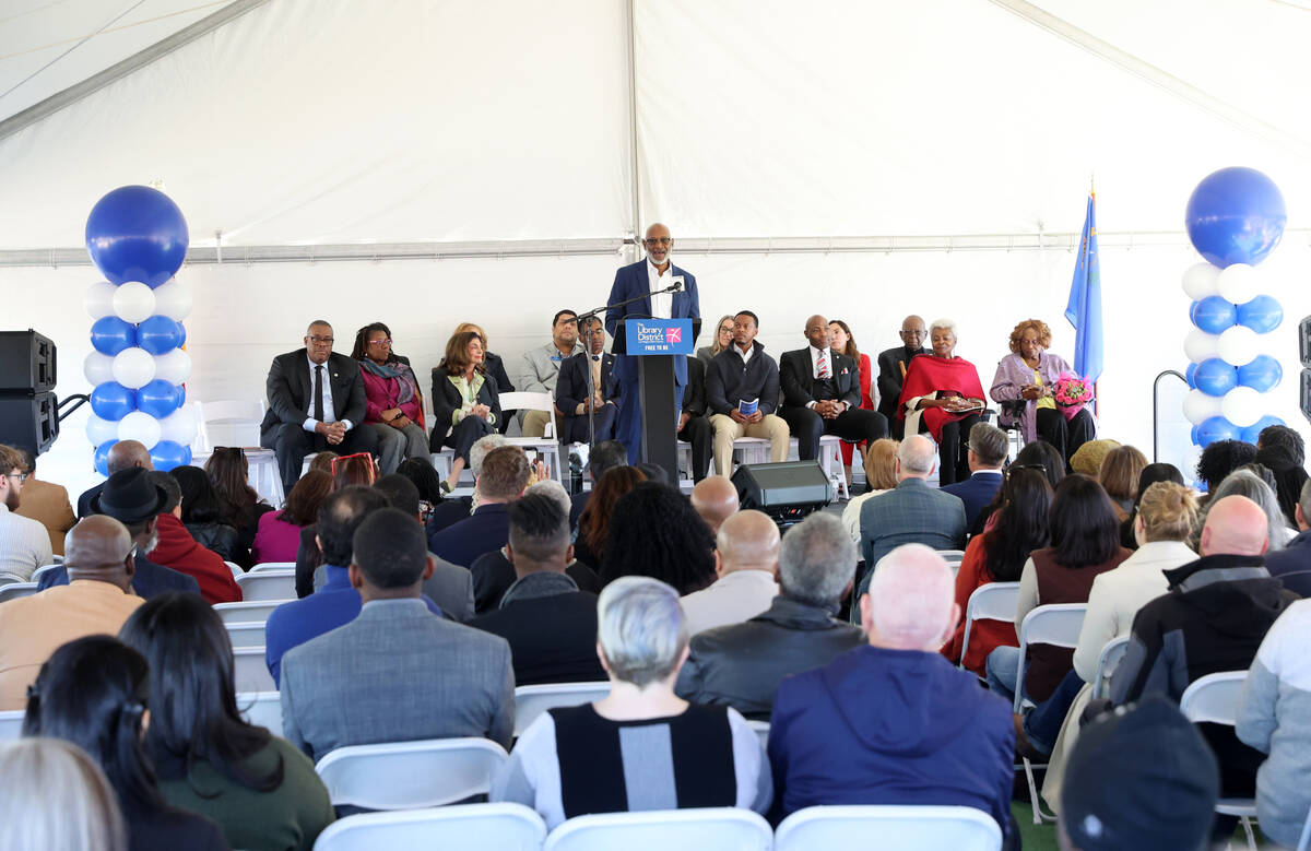 Mel Green a principal with KME Architects speaks during the grand opening of the new West Las V ...