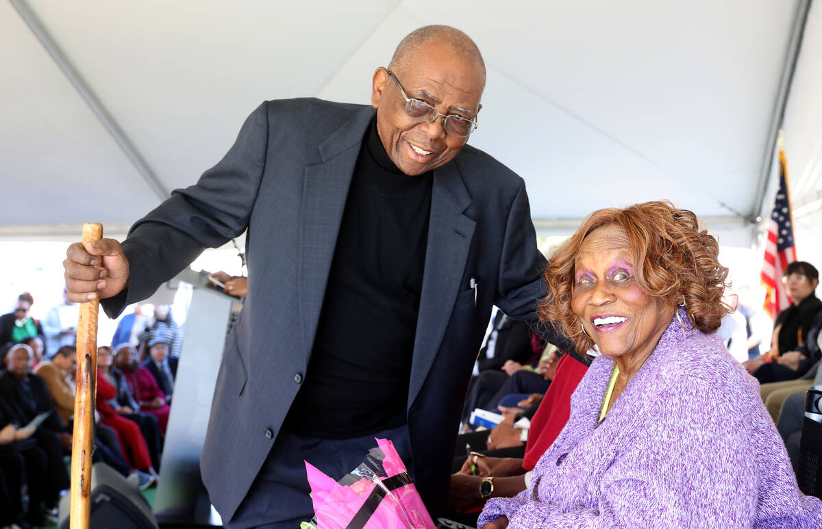 Former Nevada State Assemblyman Gene Collins poses with Historic Westside community leader Ruby ...