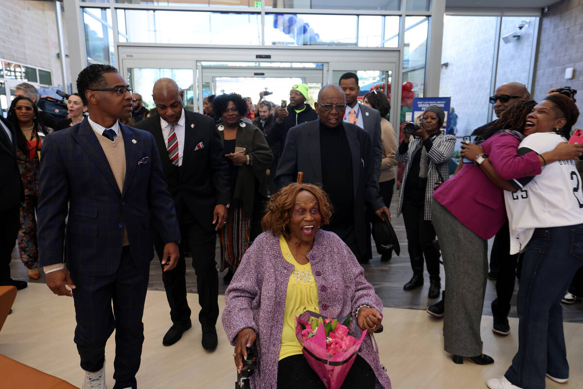 Historic Westside community leader Ruby Duncan reacts during the grand opening of the new West ...