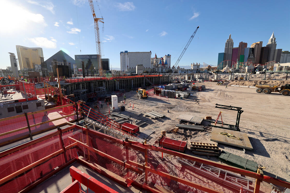 Construction continues on the lower concourse on the Athletics ballpark at the former Tropicana ...