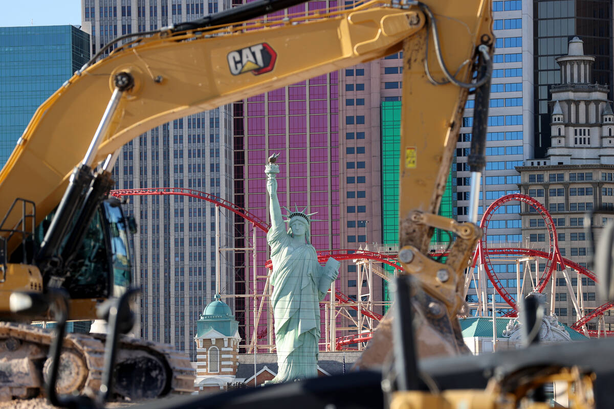 Construction continues on the Athletics ballpark at the former Tropicana site on the Strip in L ...
