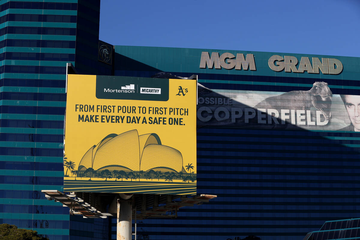 Construction continues on the Athletics ballpark at the former Tropicana site on the Strip in L ...