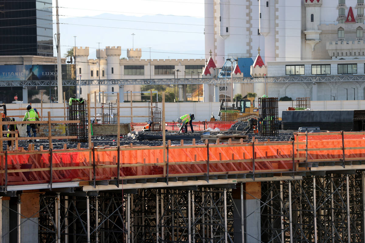 Construction continues on the lower concourse on the Athletics ballpark at the former Tropicana ...