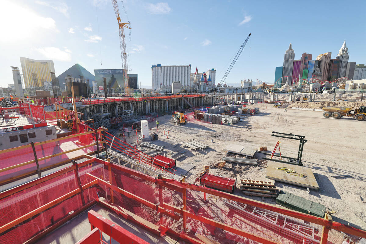 Construction continues on the lower concourse on the Athletics ballpark at the former Tropicana ...
