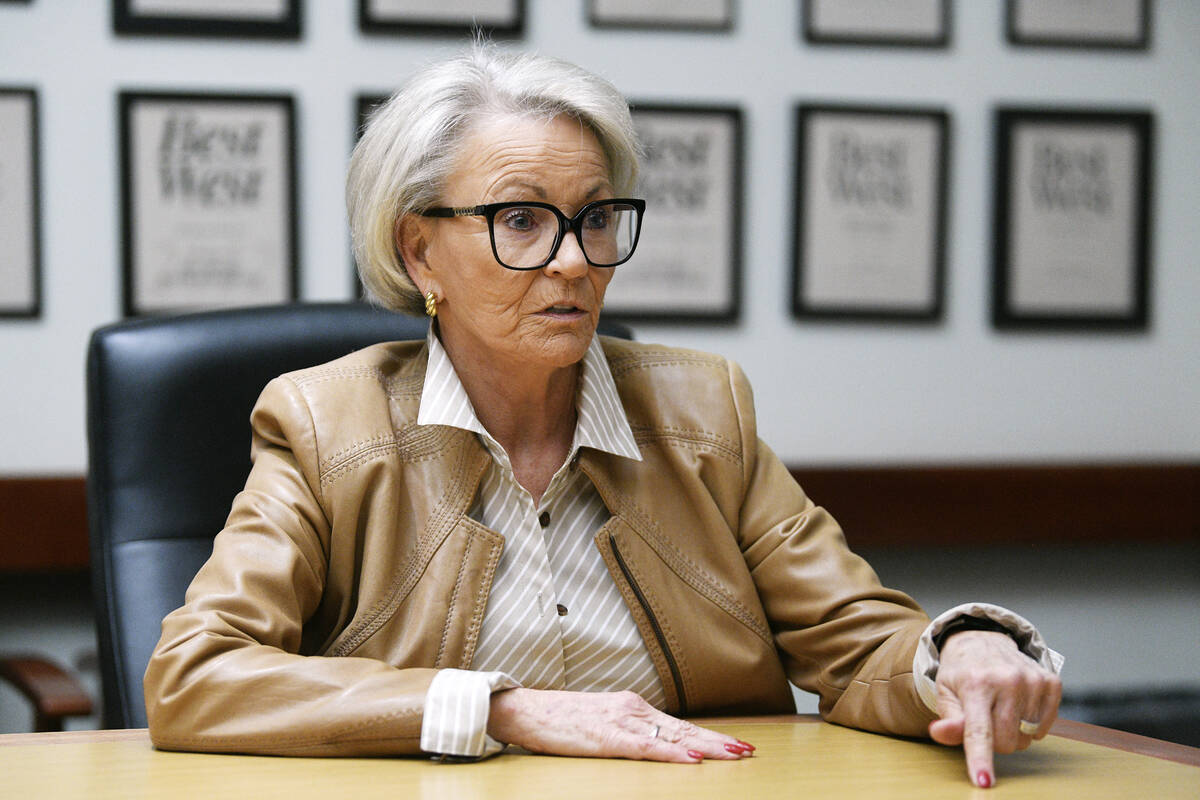 Pat Mulroy speaks during an interview at the Las Vegas Review-Journal on Tuesday, Dec. 9, 2025. ...