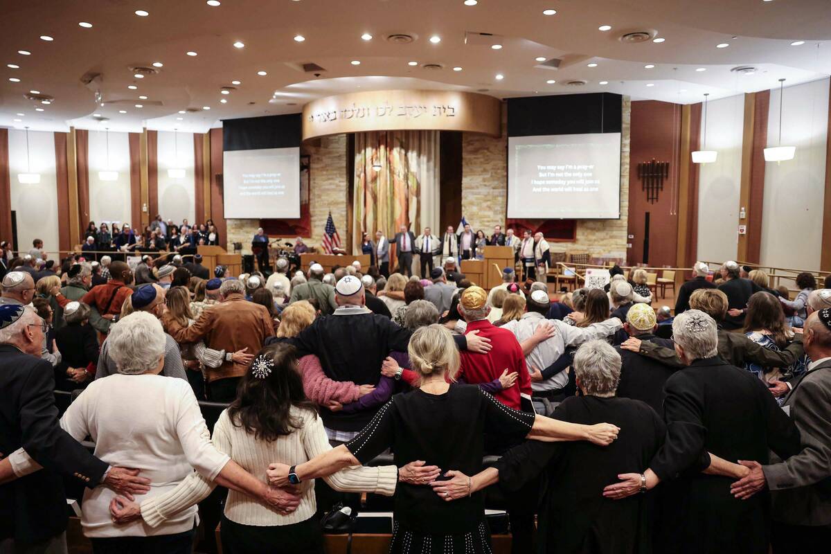 Congregates attend a ceremony to formally install Rabbi-Cantor Jessica Hutchings as Congregatio ...