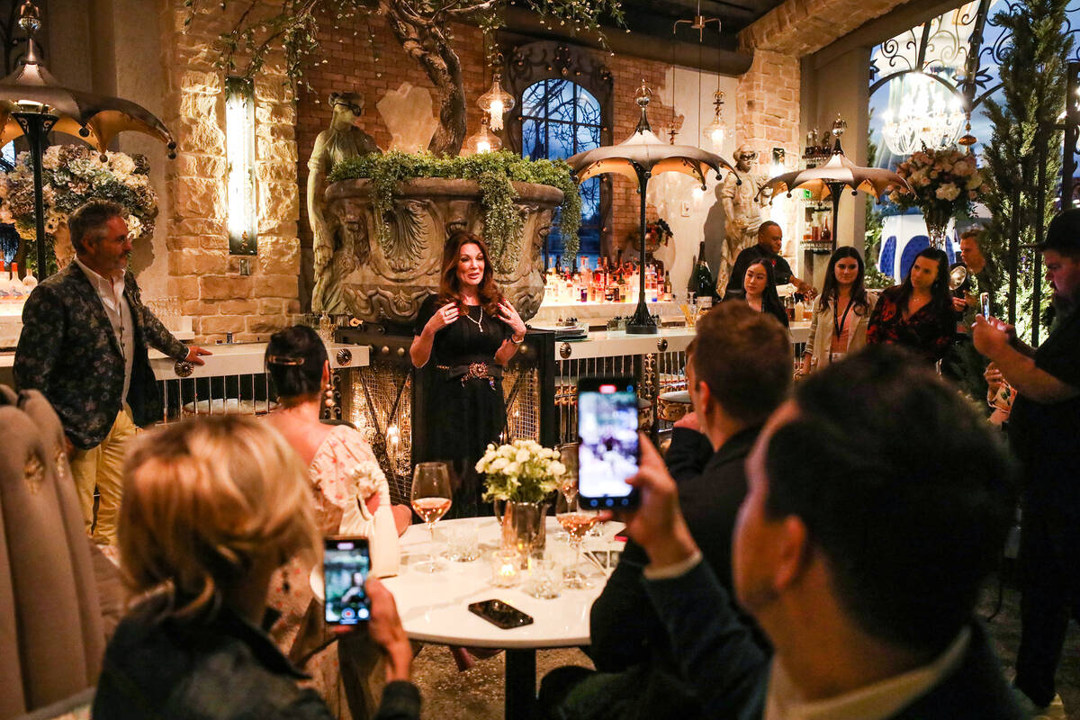 Lisa Vanderpump addresses the crowd of media and friends for a meet-and-greet event at her new ...