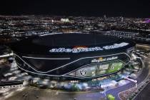 Drone footage of Allegiant Stadium Tuesday, August 26, 2025 in Las Vegas. (Sam Morris/Las Vegas ...