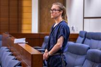 Tyler Johns stands before the judge during his preliminary hearing in the Henderson Justice Cou ...