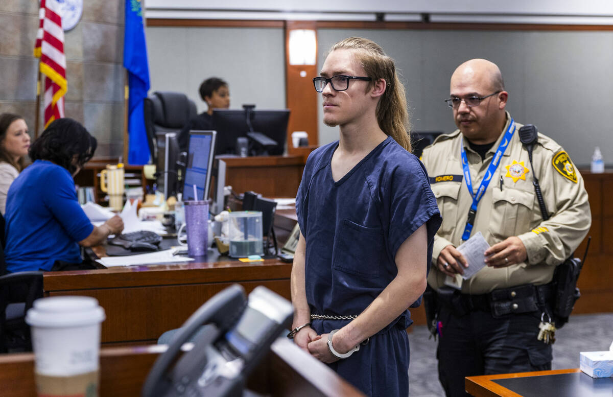 Tyler Johns leaves an initial arraignment before Judge Tierra Jones, he accused of the fatal 21 ...