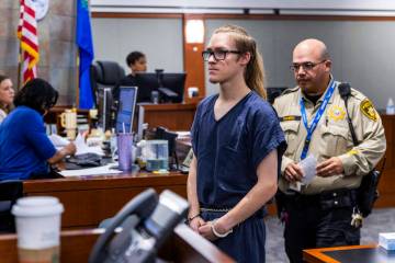 Tyler Johns leaves an initial arraignment before District Judge Tierra Jones at the Regional Ju ...