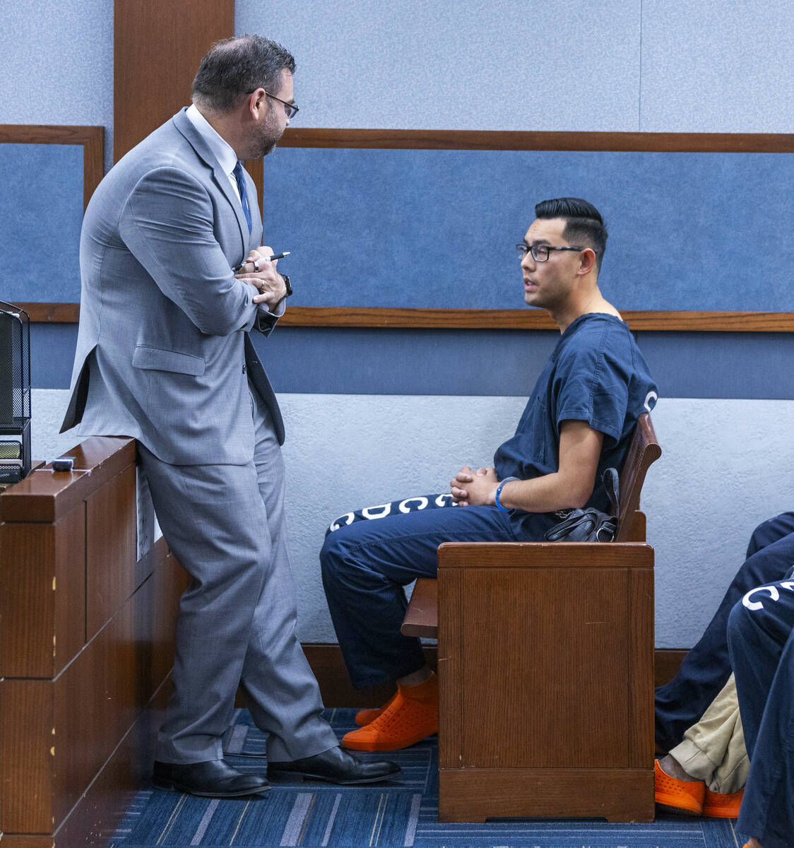 Philippe Dinh, a Las Vegas police officer facing kidnapping and domestic violence charges, talk ...