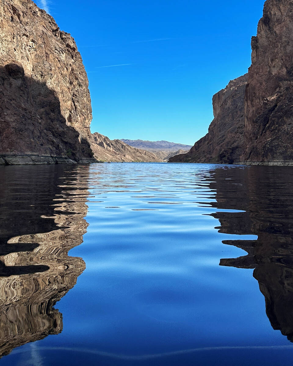 The Colorado River ripples through narrows above Willow Beach on Oct. 19, 2025. (Sam Morris/Las ...