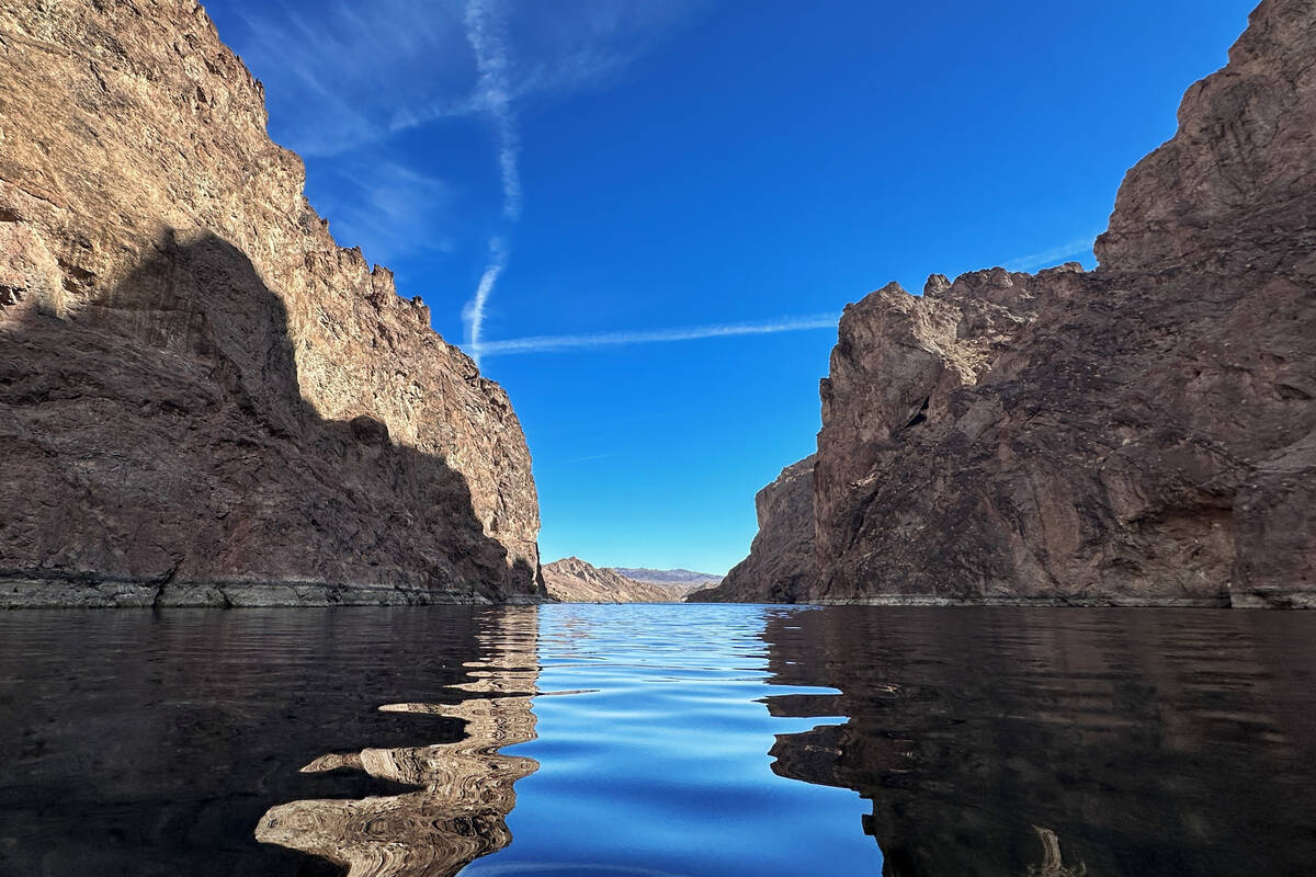 The Colorado River ripples through narrows above Willow Beach on Oct. 19, 2025. (Sam Morris/Las ...