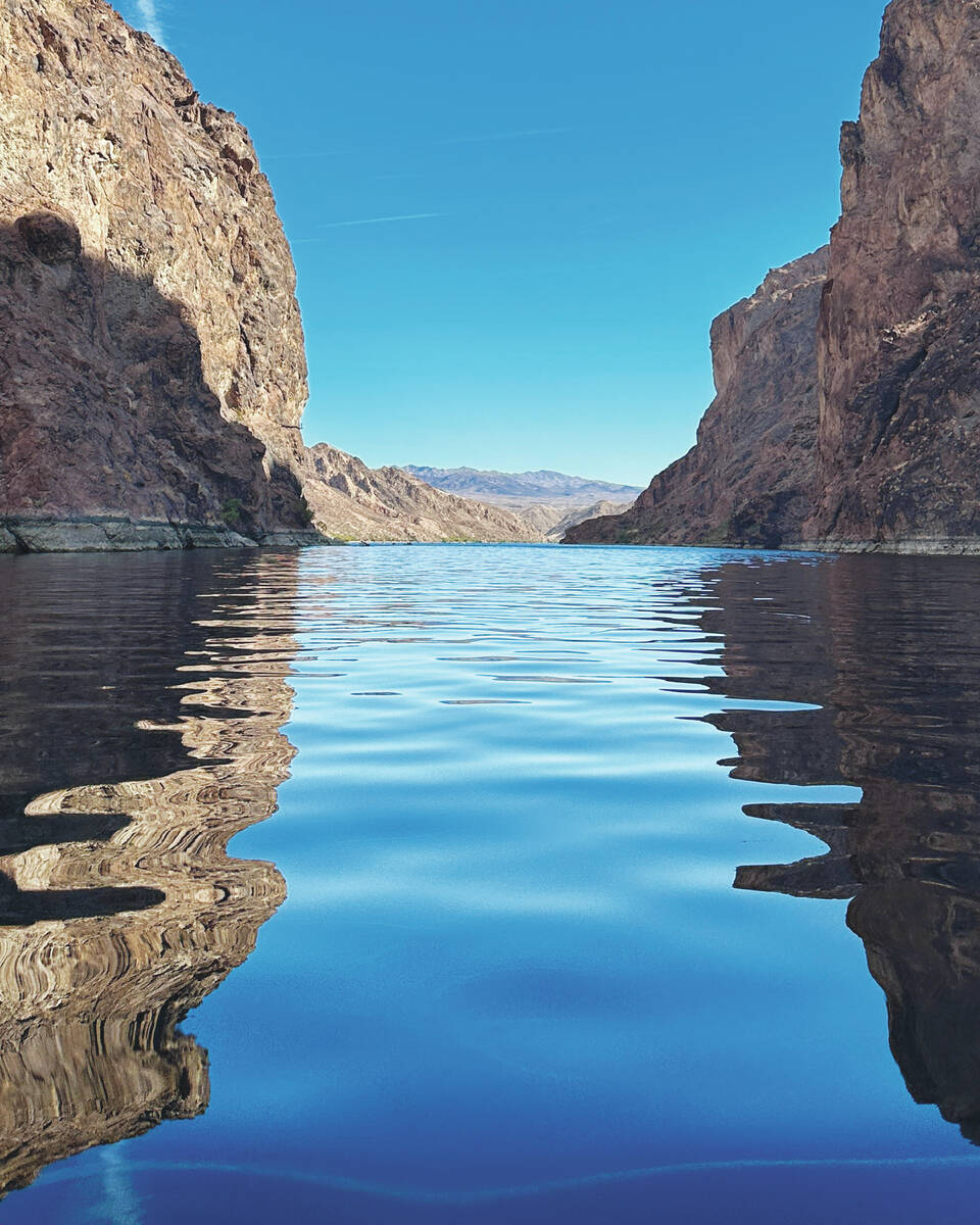 The Colorado River ripples through narrows above Willow Beach on Oct. 19, 2025. (Sam Morris/Las ...