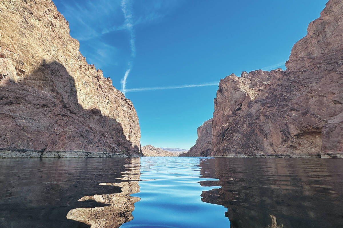 The Colorado River ripples through narrows above Willow Beach on Oct. 19, 2025. (Sam Morris/Las ...