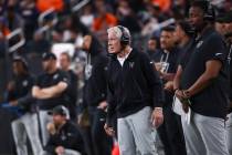 Raiders head coach Pete Carroll looks on during the second half of an NFL game against the Denv ...