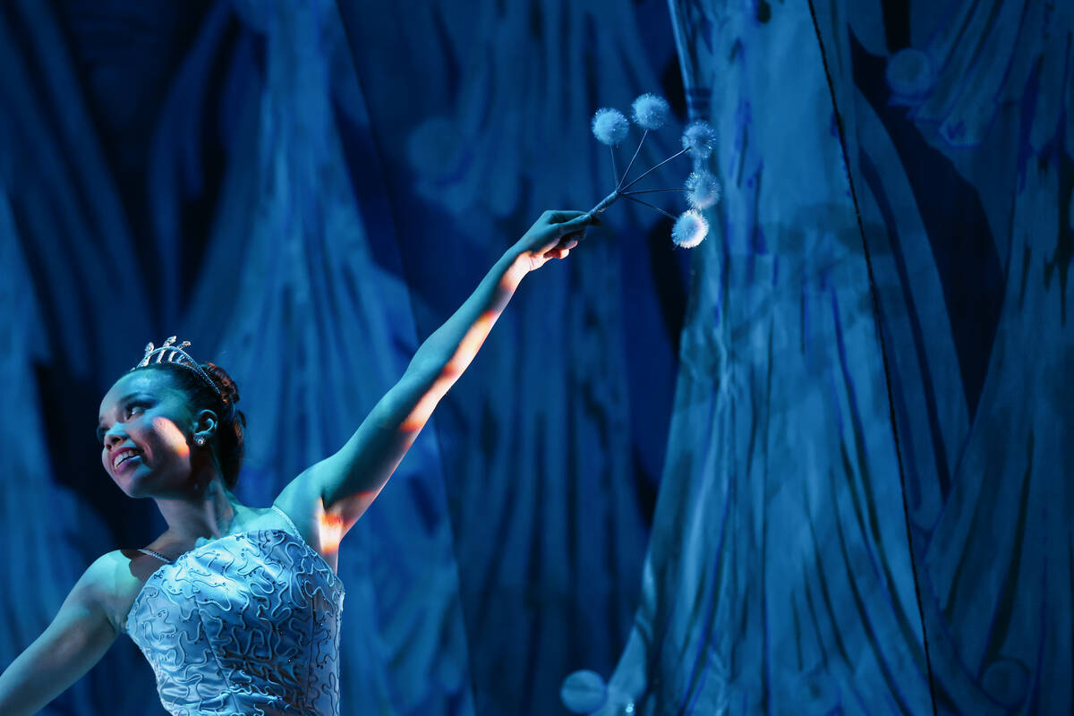 One of the Snowflakes dances during the Nevada Ballet Theatre’s dress rehearsal for  ...