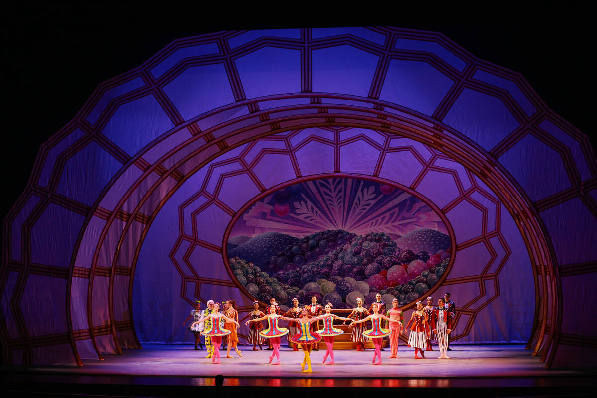 Members of the cast practice their final bows during the Nevada Ballet Theatre’s dress r ...