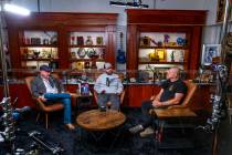 Rick Harrison and Austin "Chumlee" Russell talk with guest former UFC champ Chuck Liddell while ...