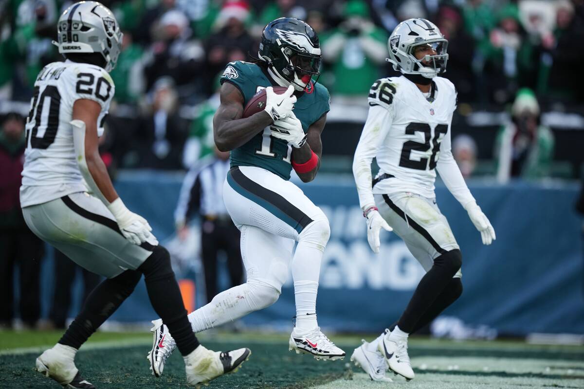 Philadelphia Eagles wide receiver A.J. Brown (11) scores a touchdown during the second half of ...