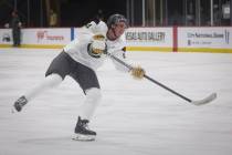 Golden Knights forward Trevor Connelly (24) shoots during the first day of the Golden Knights' ...
