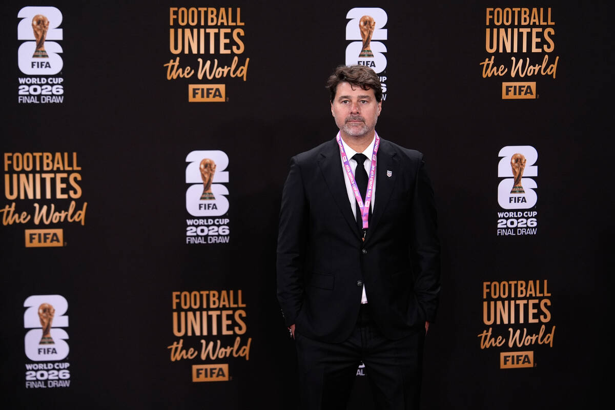 U.S. team coach Mauricio Pochettino arrives to attend the draw for the 2026 soccer World Cup at ...