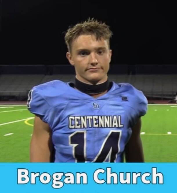 Centennial's Brogan Church is a member of the Nevada Preps All-Southern Nevada football team. ( ...