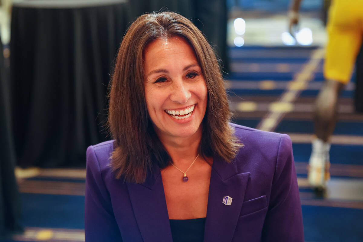Mountain West Conference commissioner Gloria Nevarez speaks with the Review-Journal at Mountain ...