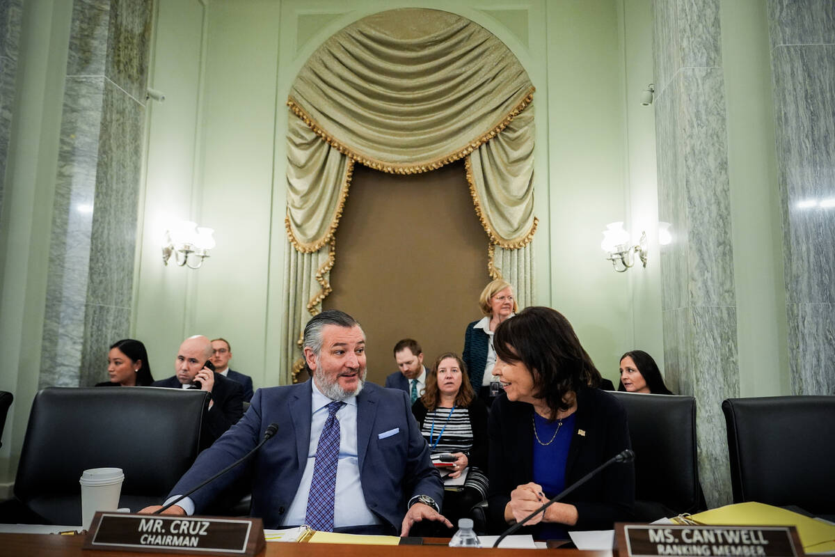 Sen. Ted Cruz, R-Texas, left, chairman of the Senate Commerce, Science and Transportation Commi ...