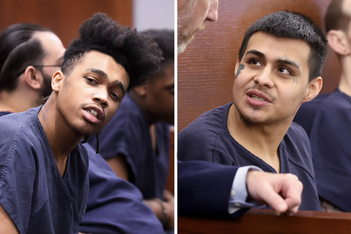 Jzamir Key, left, and Jesus Ayala appear in court at the Regional Justice Center in Las Vegas T ...
