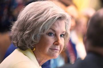 FILE - White House Chief of Staff Susie Wiles listens during a cabinet meeting at the White Hou ...