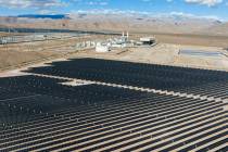 Solar panels are seen at the Harry Allen Power Plant on Oct. 29, 2024, in Las Vegas. (Bizuayehu ...