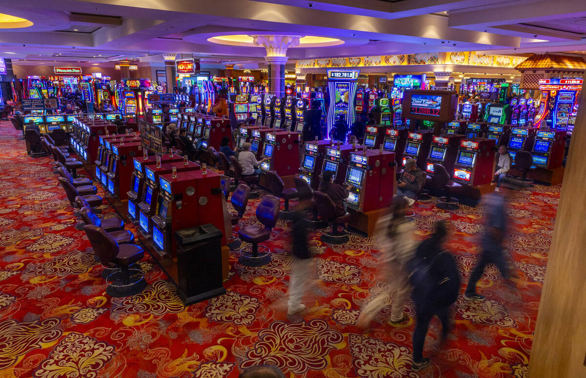 People play slots and table games within the South Point on Friday, Nov. 14, 2025, in Las Vegas ...