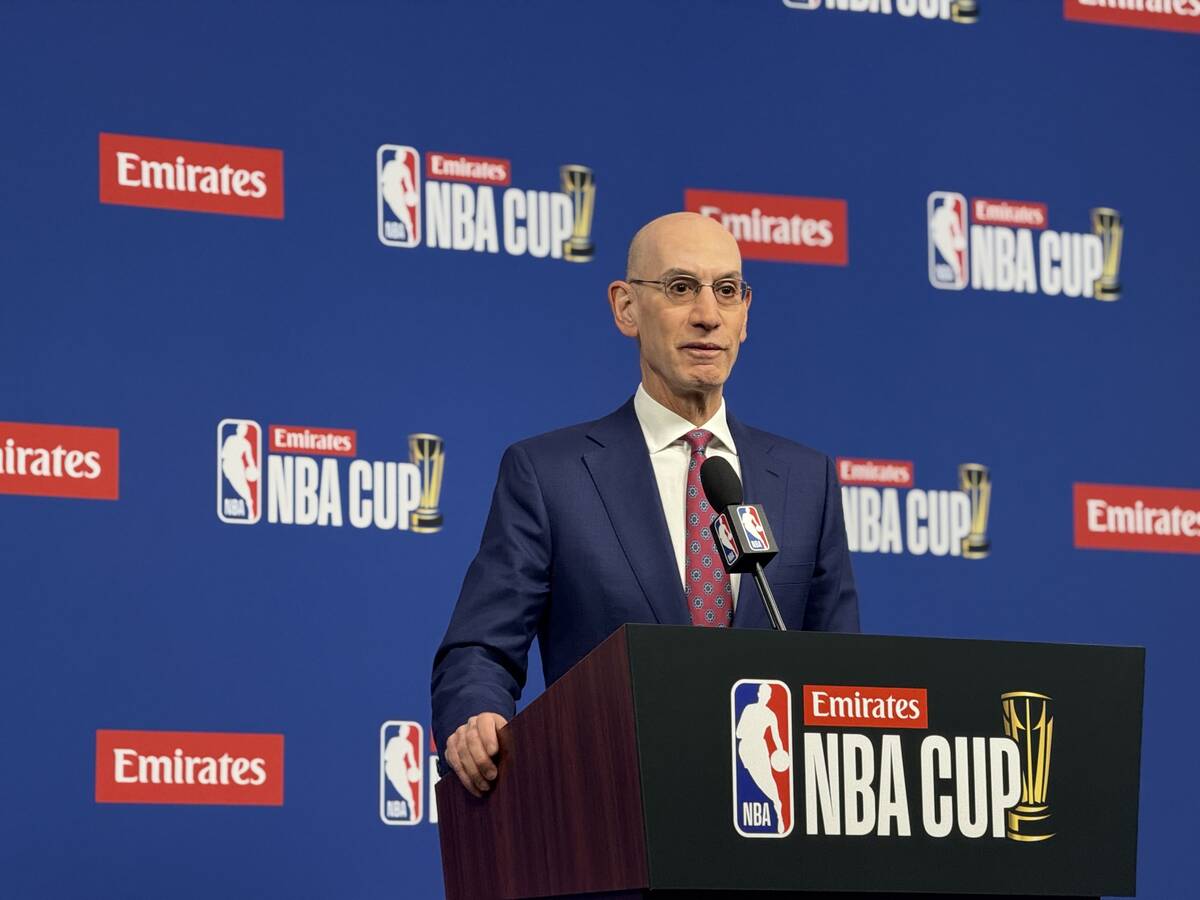 NBA commissioner Adam Silver addresses the media on Tuesday, Dec. 16, 2025, ahead of the NBA Cu ...