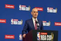 NBA commissioner Adam Silver addresses the media on Tuesday, Dec. 16, 2025, ahead of the NBA Cu ...