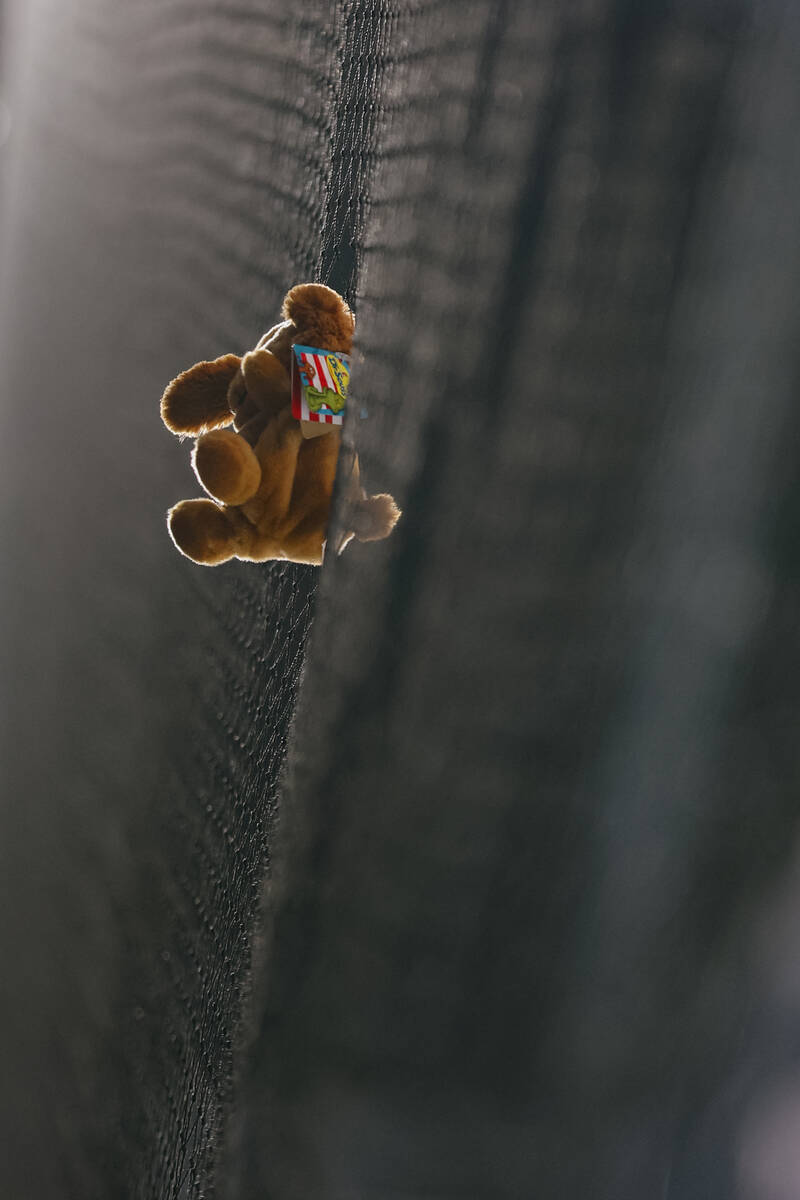 A plush toy gets stuck in the netting after Lucky Launch during a game between the Silver Knigh ...