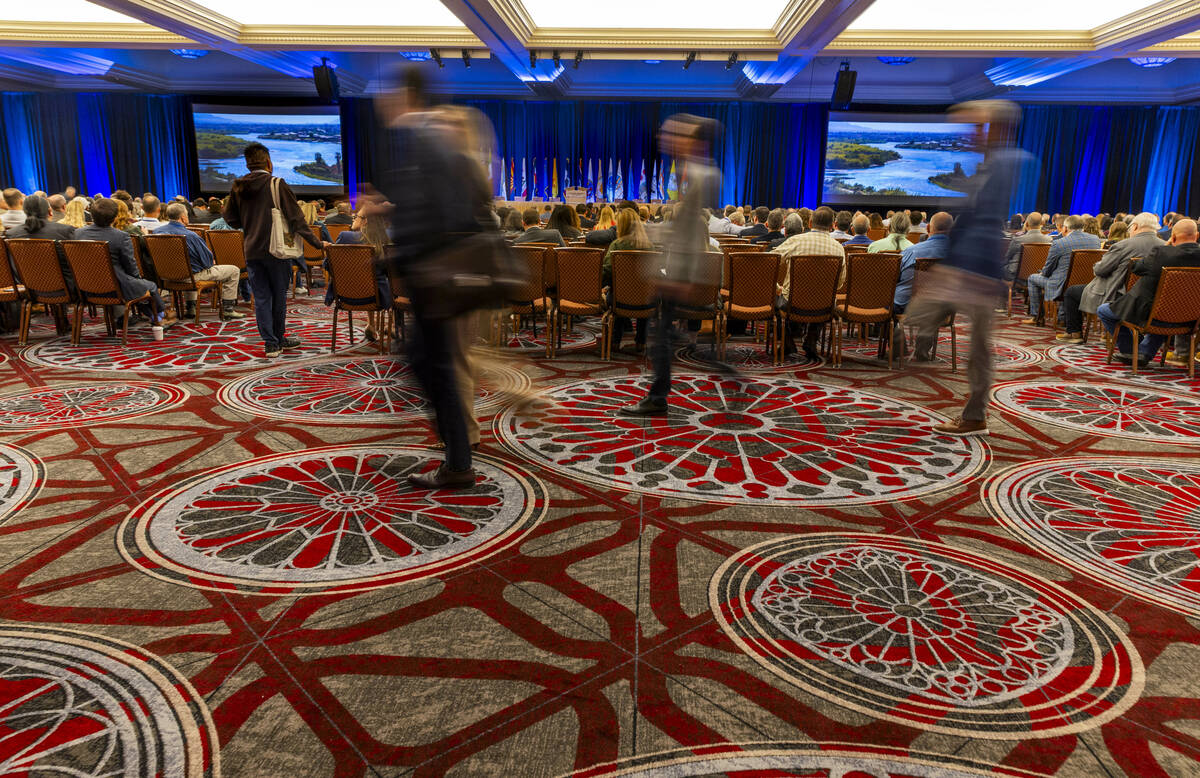Attendees make their way to seating during the second day of the Colorado River Water Users Ass ...