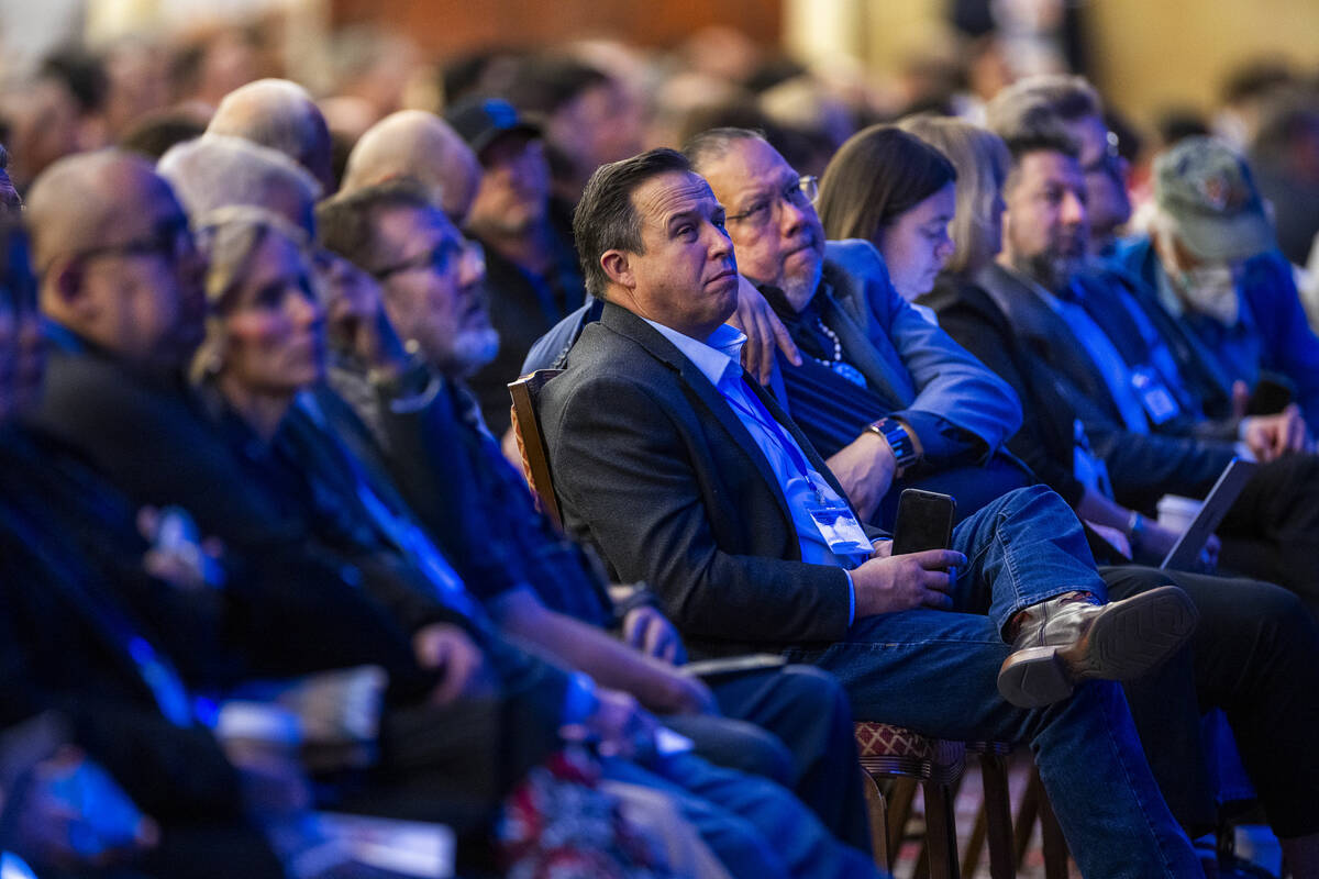 Attendees listen to a keynote address during the second day of the Colorado River Water Users A ...