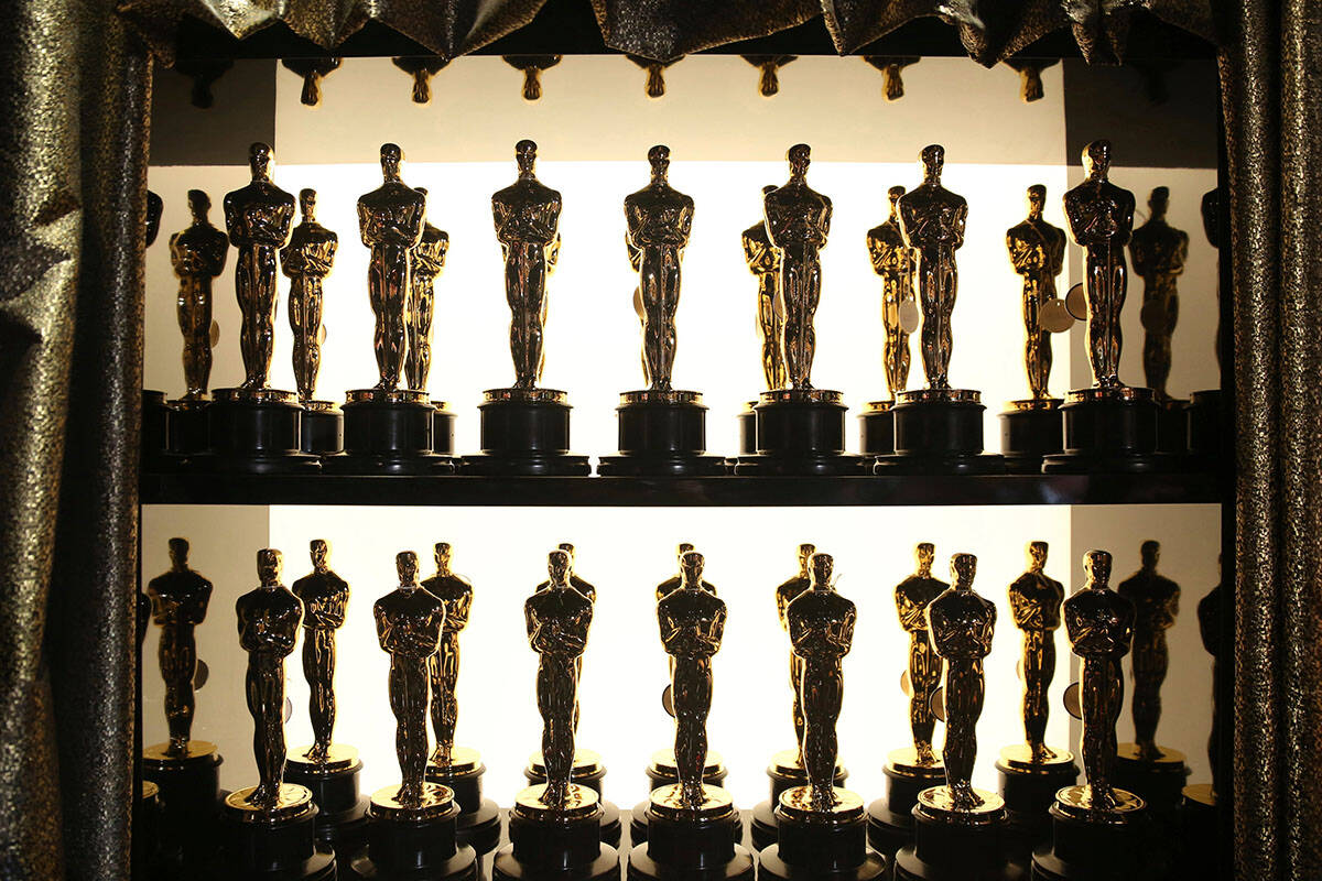 FILE - Oscar statuettes appear backstage at the Oscars at the Dolby Theatre in Los Angeles on F ...