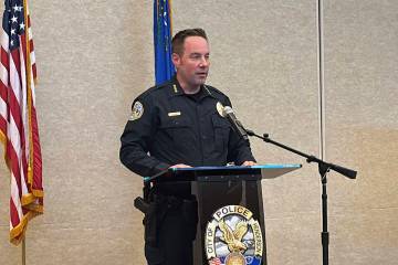 Henderson Police Department Chief Reggie Rader addresses the media Wed ...