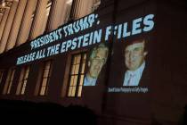 An image of U.S. President Donald Trump and Jeffrey Epstein, along with the words “President ...