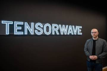 Darrick Horton, CEO of Tensorwave, stands for a portrait at the company’s office in Las ...