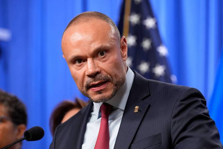 Dan Bongino, FBI deputy director, speaks during a news conference at the Department of Justice, ...