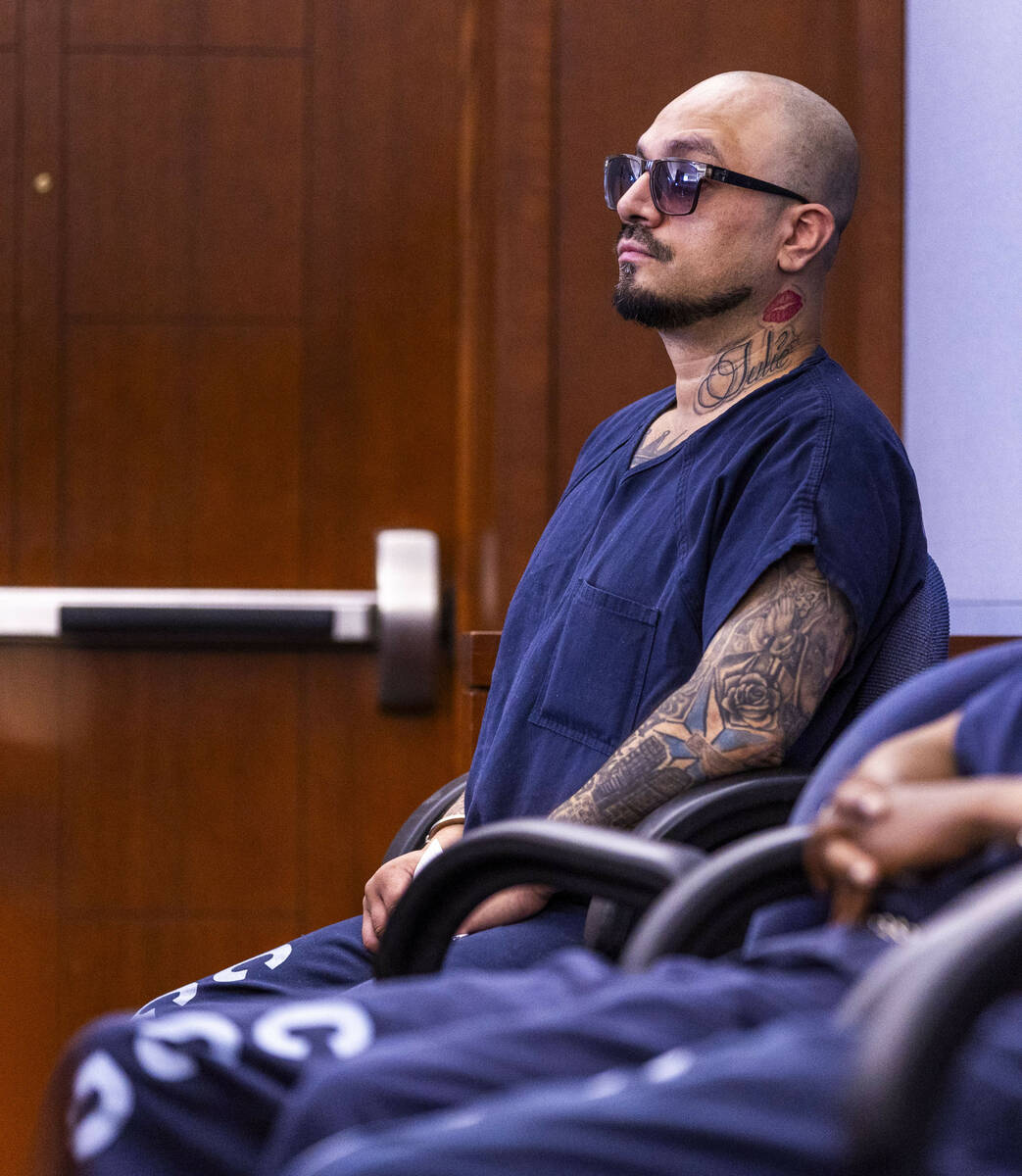 Manuel Ruiz, the suspect in a livestreamed Strip shooting that killed a rival YouTuber, listens ...