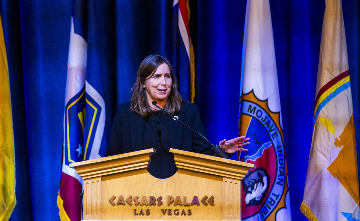 Andrea Travnicek, assistant secretary for water and science for the Interior Department, gives ...