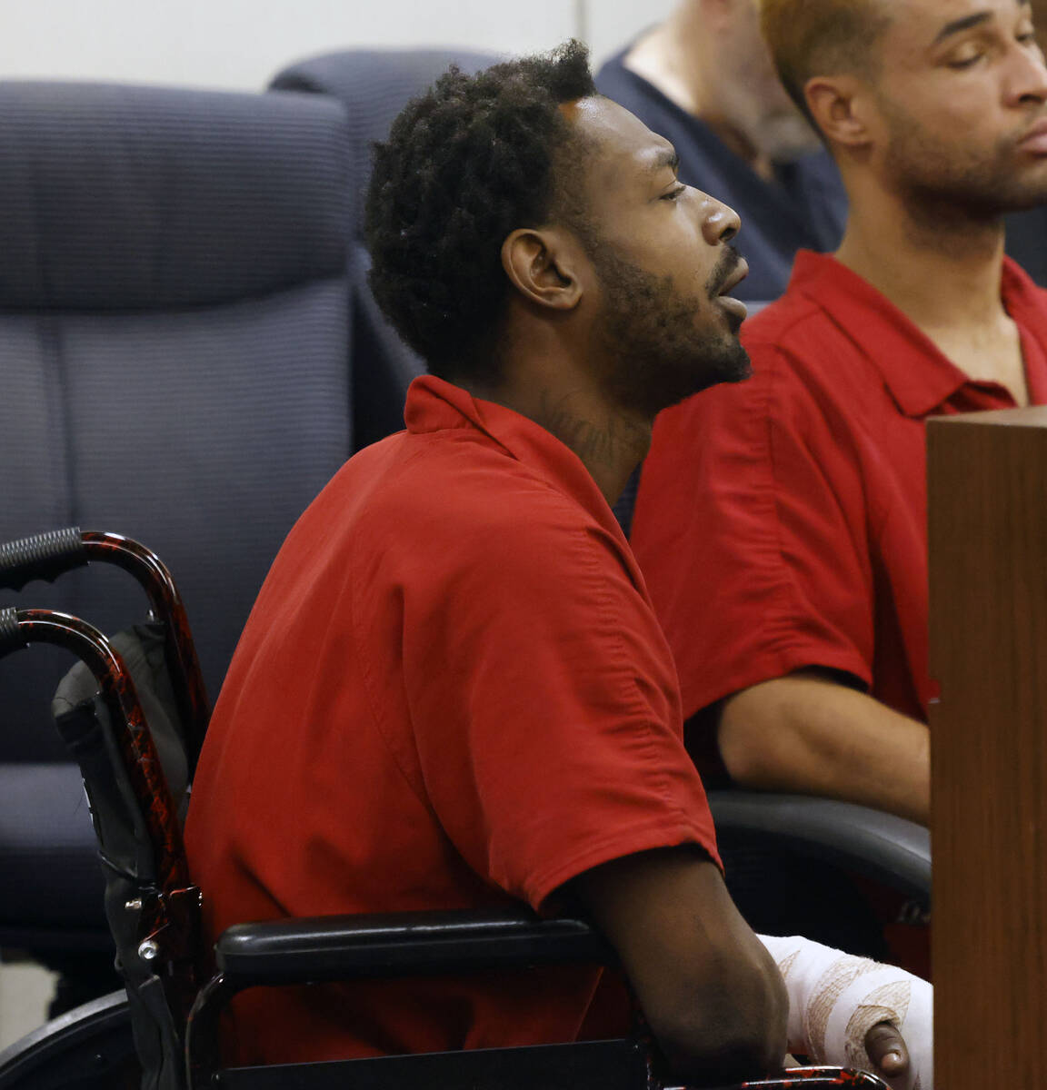 Avyonte Webb, who was shot by Henderson police officers, appears in court during a status check ...