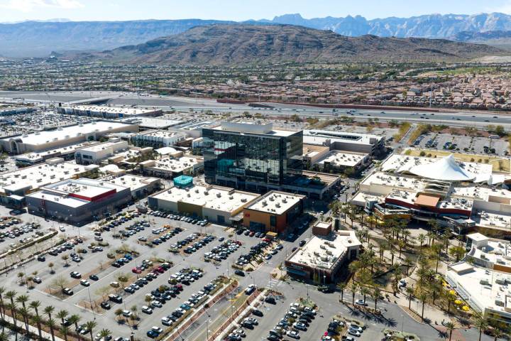 An aerial view of the One Summerlin office building, center, in Downtown Summerlin, on Tuesday, ...