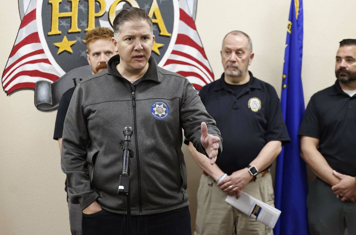 Las Vegas Police Protective Association director of government affairs John Abel speaks during ...
