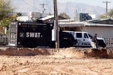 North Las Vegas police investigate an officer involved shooting near Carey Avenue and Clayton S ...